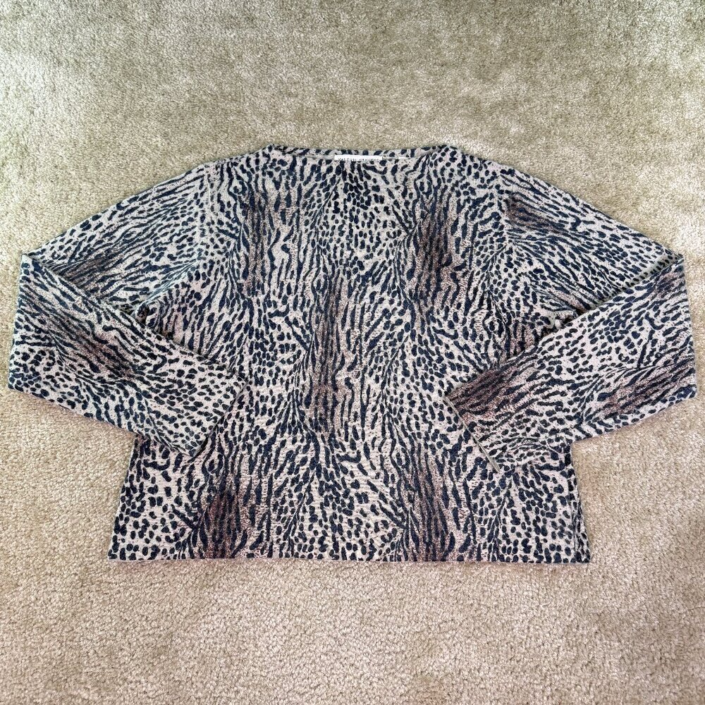 Valerie Stevens Womens Shirt Womens Size XL  Cheetah Leopard Long Sleeve E603